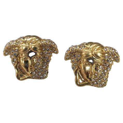 versace diamond yellow gold medusa head earrings|medusa head earrings price.